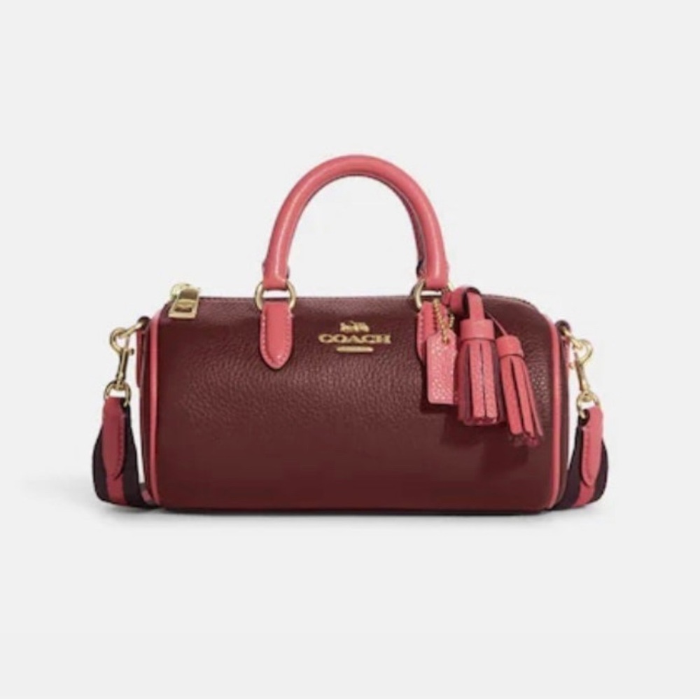 NWT COACH CB876 LACEY CROSSBODY LEATHER SHOULDER BAG GOLD/WINE MULTI - Picture 5 of 10